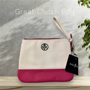 Belyn Key Pink and Cream Wristlet Clutch